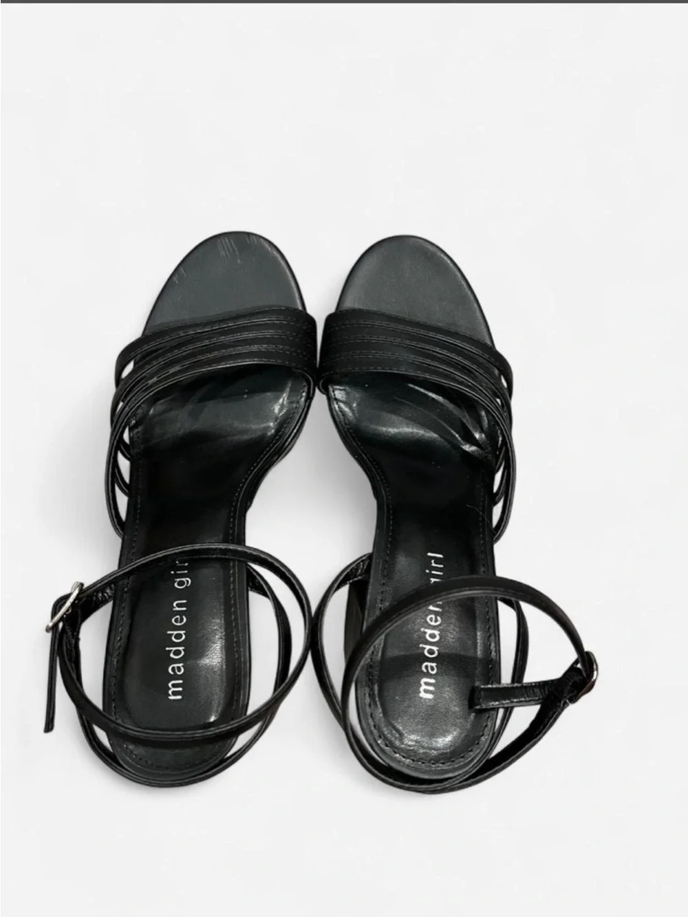 Madden Girl Black Strappy Platform Block Chunky Heels